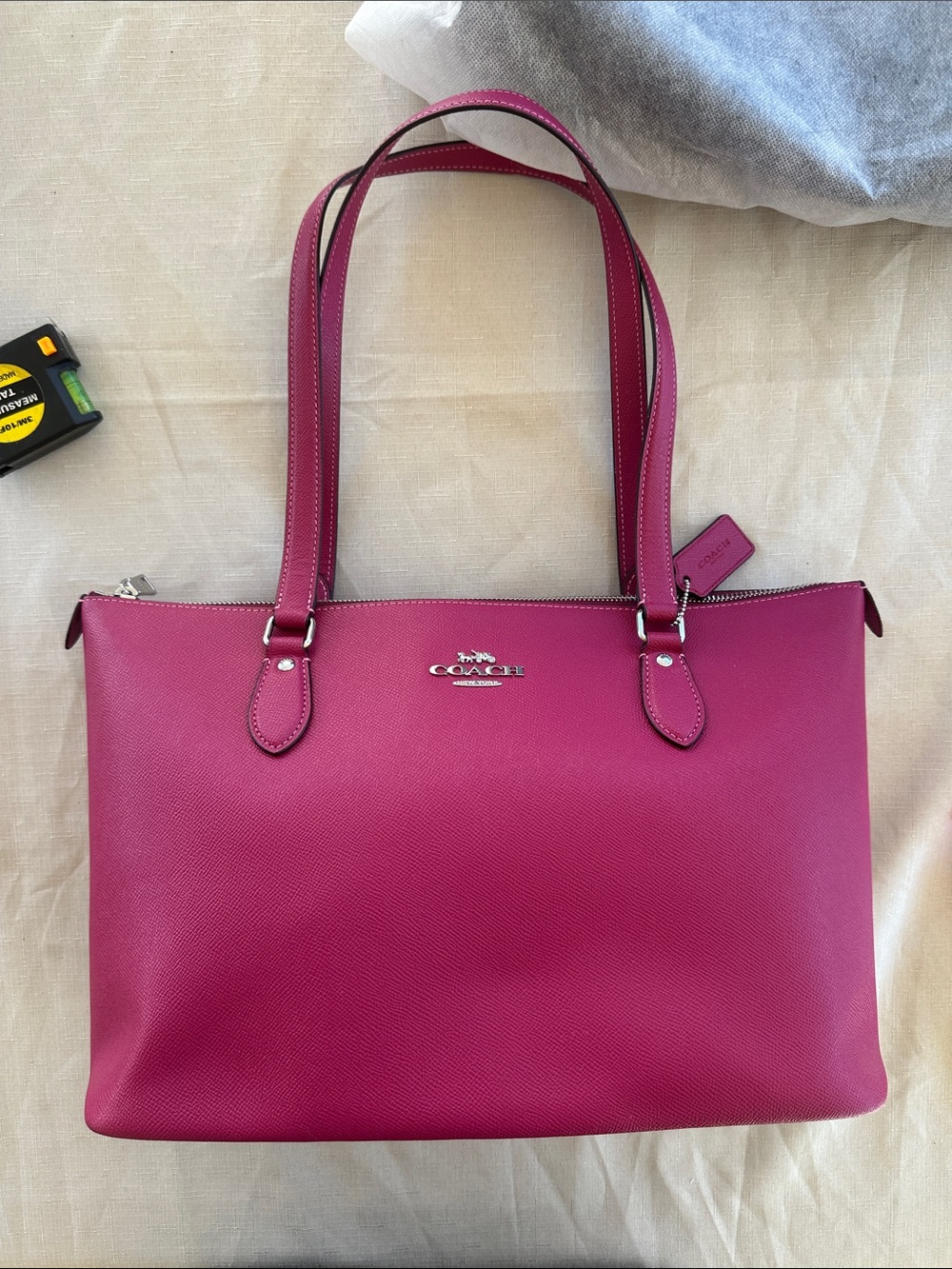 Coach Magenta Leather Double-Handle Tote
